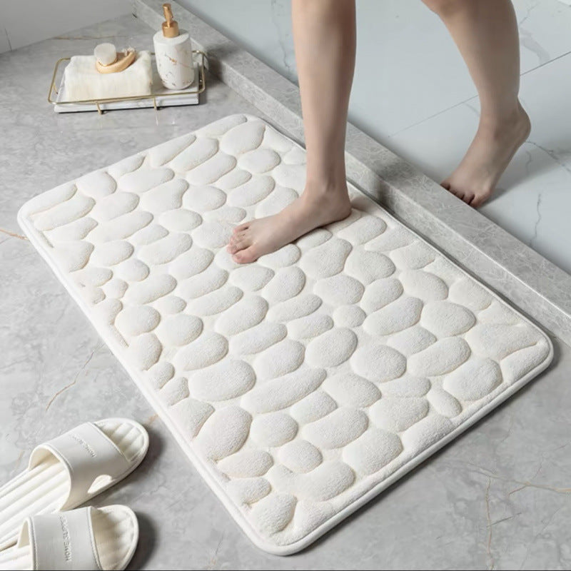 Bathroom Floor Mat Pebble Embossed Entrance Door Mat Absorbent Foot Mat Toilet Quick-Dry Non-Slip Rug