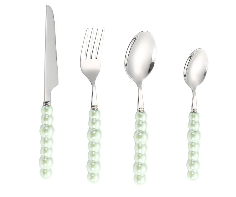 Stainless Steel Tableware Hotel Restaurant Pearl Ceramic Handle Knife Fork Spoon4Set of Western Steak Cutlery