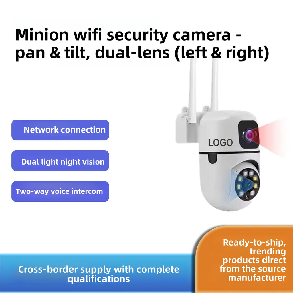 Indoor and Outdoor Surveillance Camera Dual Lens Dome Camera Dual Antenna Bracket Wireless Dual Screen Dual Lens Infrared