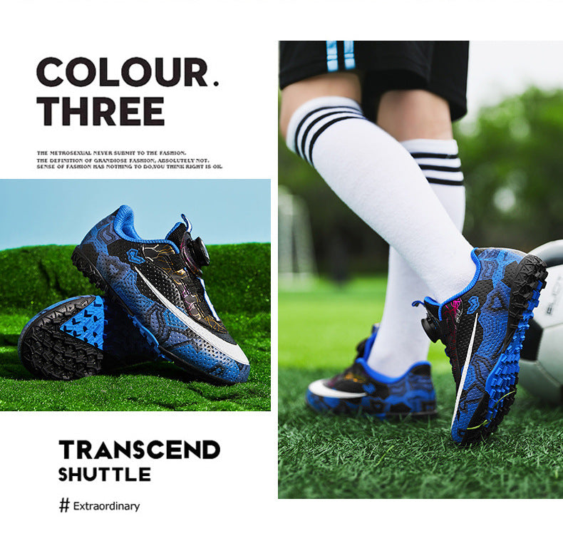 New Children's Rotating Buckle Broken Nail Training Football Shoes Girls Boys Primary School Students Competition Training Sneakers