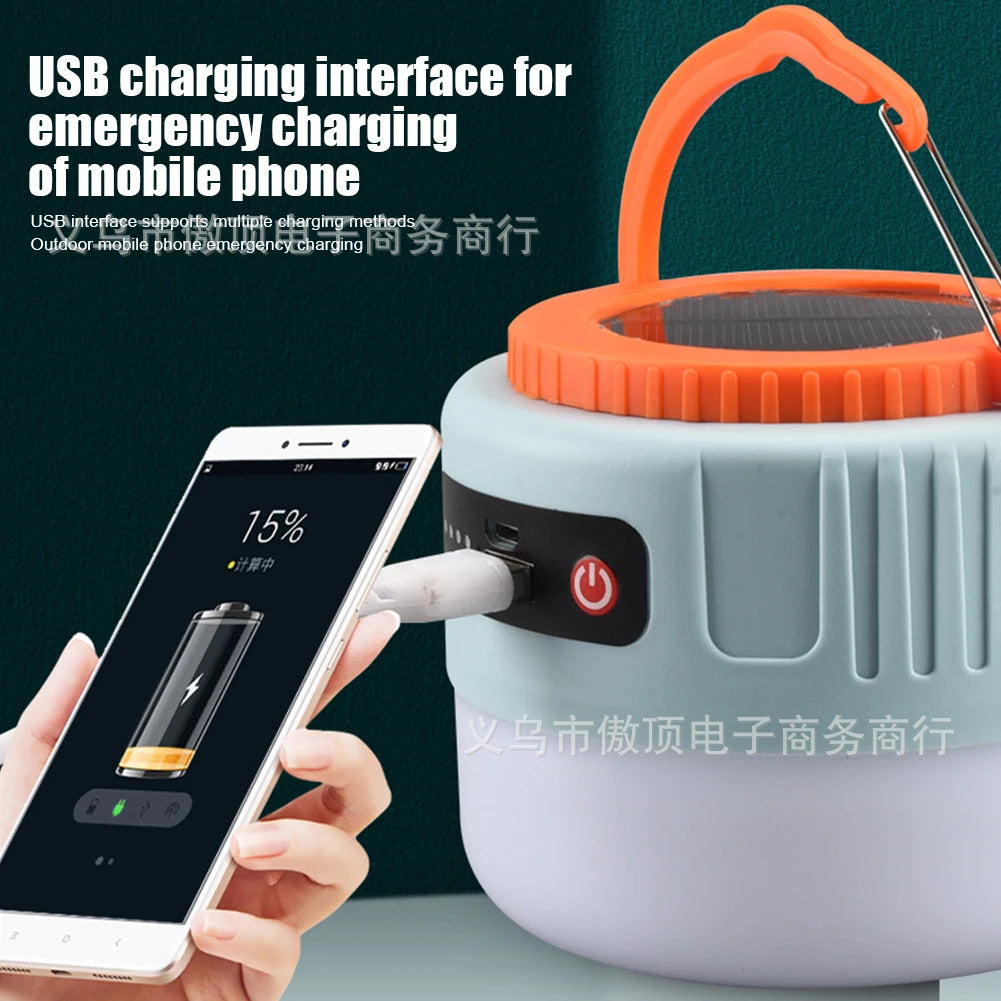 Solar Camping Light LED Outdoor Emergency Light USB Rechargeable Street Stall Night Market Remote Control Camping Light Flashlight