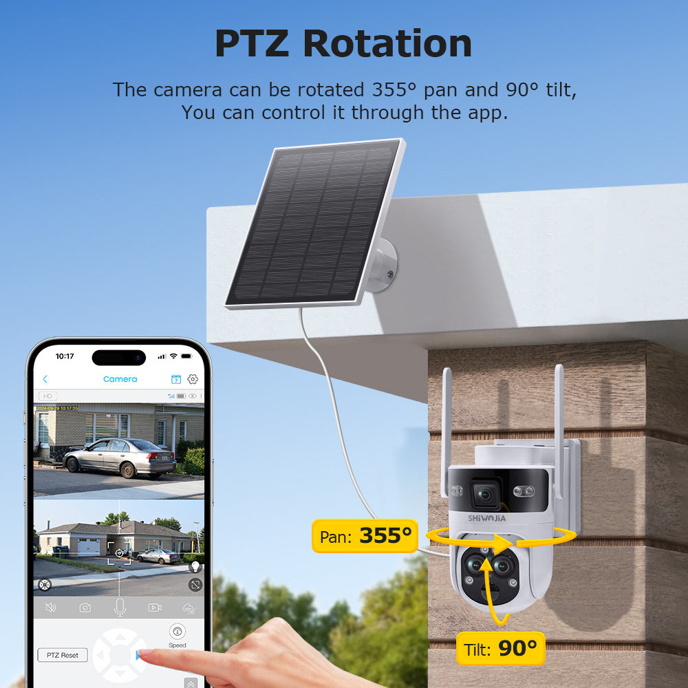 New three-eye waterproof solar camera15Times6MP High Definition Wireless Multi-zone Surveillance Gun Ball Machine