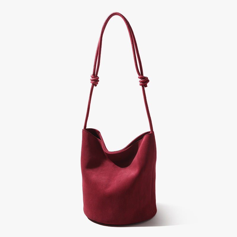 In Stock European and American Suede Underarm Bag for Women New Simple Casual Retro Matte Single Shoulder Crossbody Tote Bucket Bag