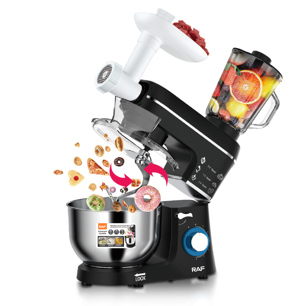 RAF European Standard Household Multifunctional High-Power Dough Mixer Egg Beater Stand Mixer Chef Machine Stainless Steel Bowl