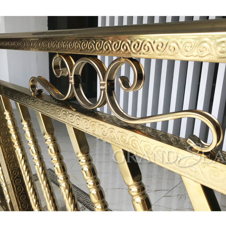 Ornamental Balustrade Luxury Type Casting Brass Gold Stair Handrails