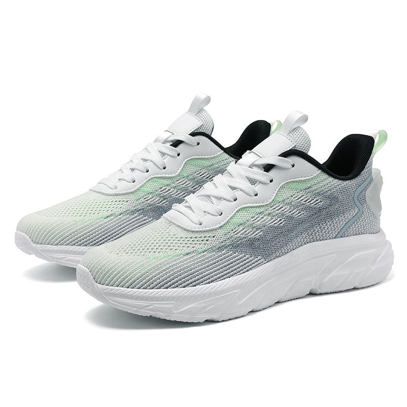 Mesh Flyknit Men's Shoes Export Hot-Selling Summer Sports Shoes Lightweight Breathable Running Shoes Large Size Men's Shoes
