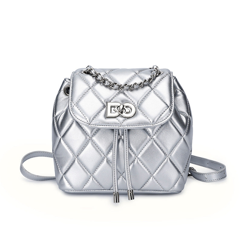 Classic Style Rhombus Chain Backpack College Style Minority Fashion Women's Bag Korean Style Western Style Tote Backpack