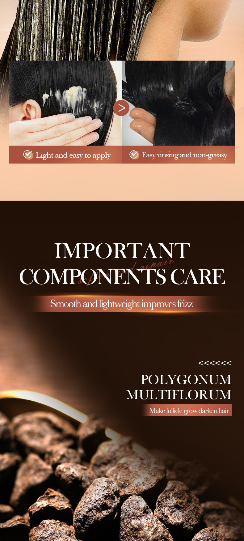 Ginseng and Polygonum Multiflorum Hair Mask SADOER Nourishing Anti-Breakage Smooth Voluminous Hair Mask  Wholesale
