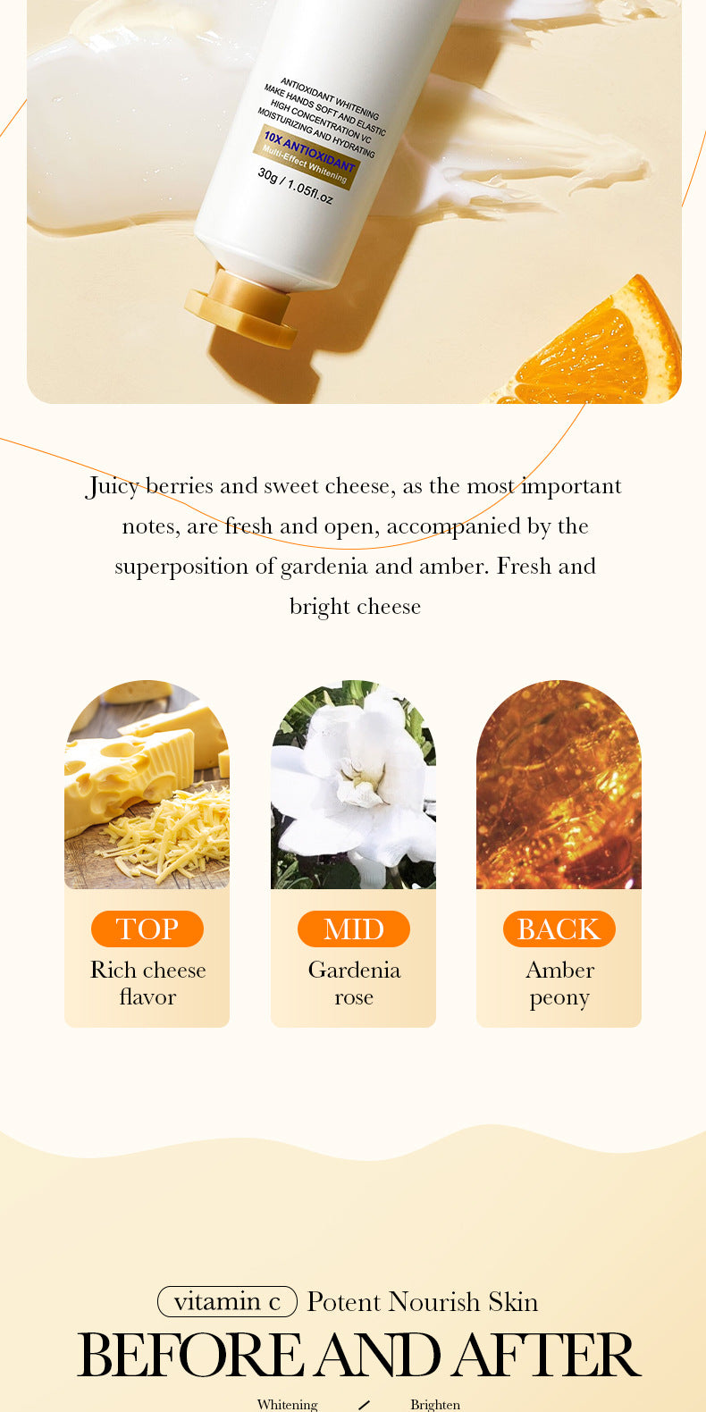 BIOAOUA Vitamin C Whitening and Brightening Hand Cream Anti-Cracking Moisturizing Whitening Hand Cream Wholesale