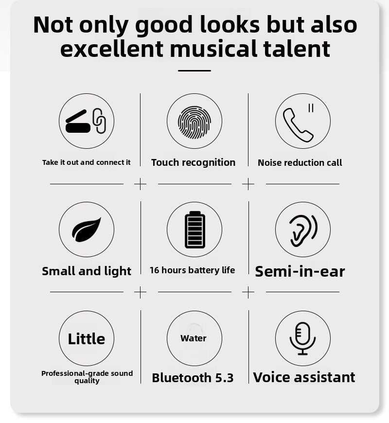 Hot-selling Wireless Bluetooth Earphones tws Black Technology Sports Bluetooth Ultra-Long Battery Life Bluetooth5.4