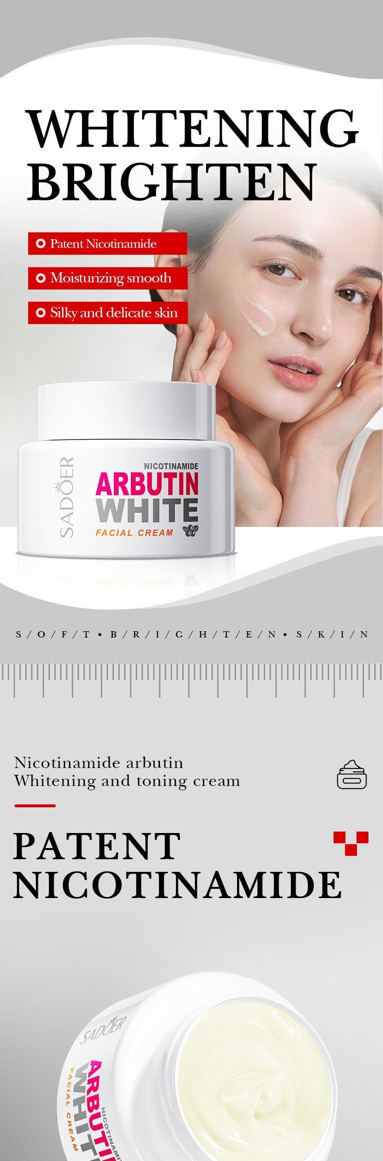 Niacinamide Arbutin Set SADOER Whitening, hydrating, and moisturizing skincare products  wholesale
