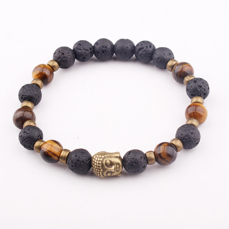 AliExpress8mm Volcanic Lava Stone Bracelet Natural Emperor Stone Couple Fashion Bracelet Factory Direct Sale