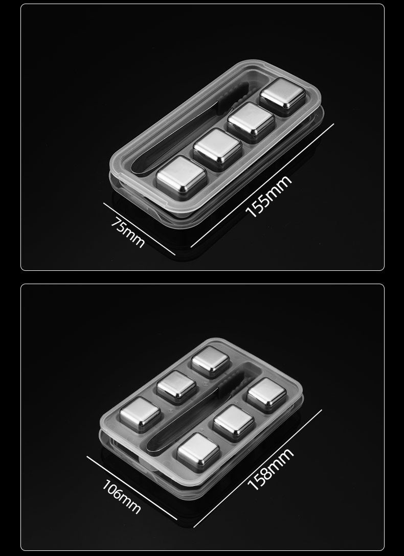 304Stainless Steel Ice Cubes Home Bar Quick-Freezing Ice Wine Stone Set Whiskey Beer Chilled Metal Ice Cubes
