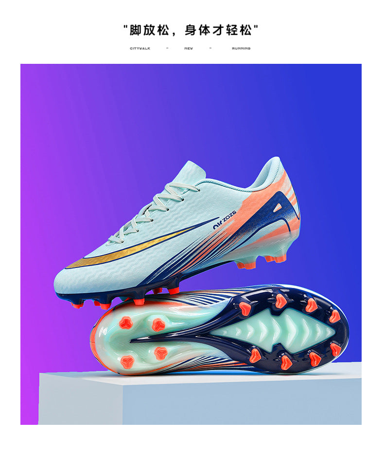 2025New Breathable Football Shoes for Men and Women Students Long Spikes Youth Grass Flat Ground Broken Spikes Training Shoes