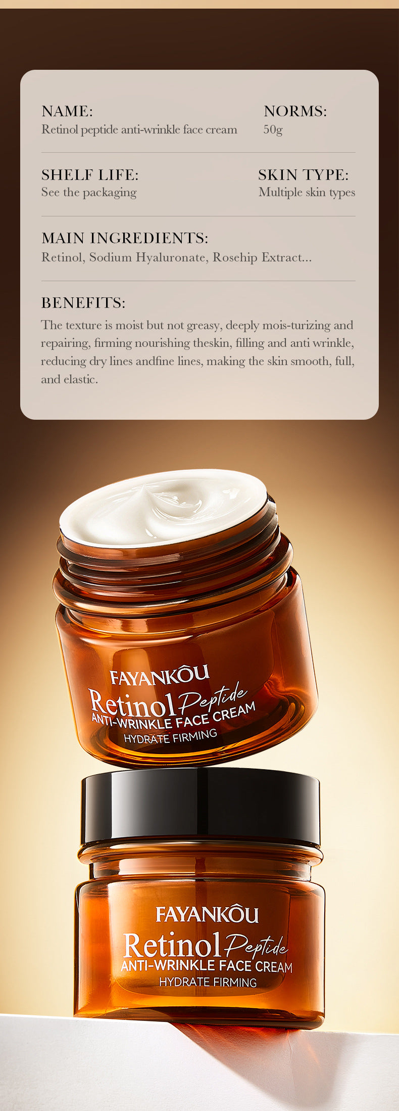 Retinol Peptide Skincare Series  FAYANKOU Amino Acid Facial Cleanser  Wholesale