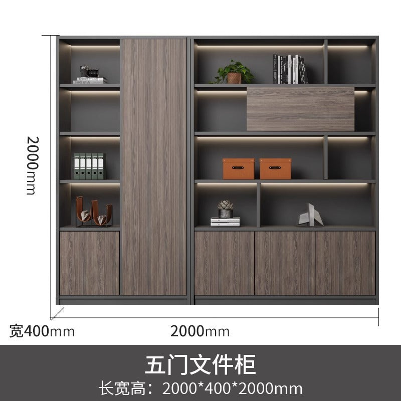 Office File Cabinet with Lock Storage Cabinet Wooden Modern Bookshelf Boss Background Cabinet Archive Cabinet