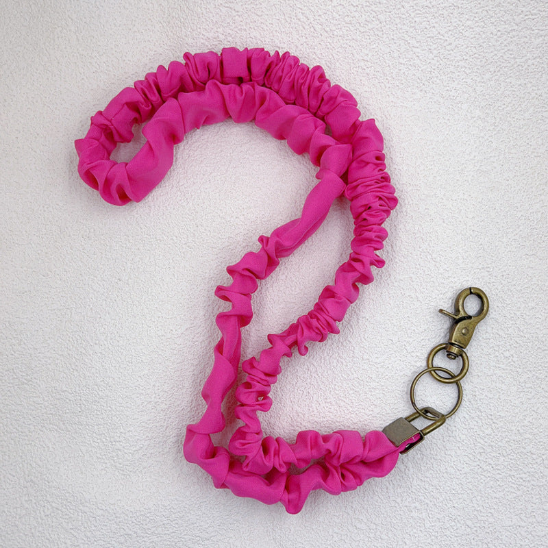 Keychain Large Elastic Polyester Wrinkle Print Hanging Ring Buckle Work Badge Phone Lanyard Chain