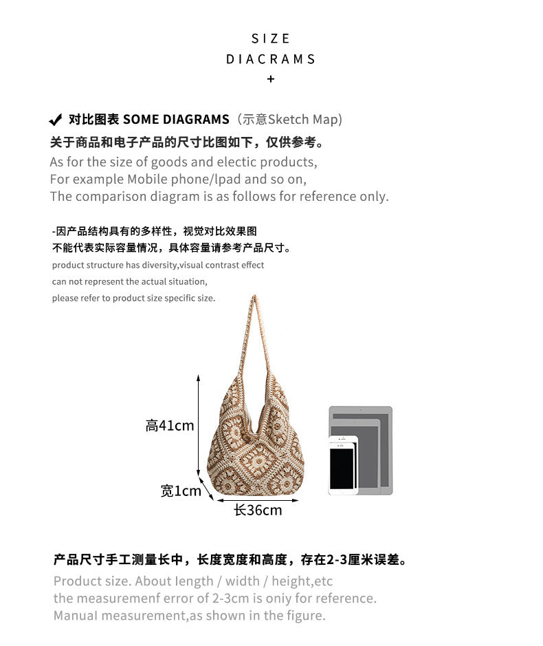 European and American Spring New Handmade Cotton Thread Crochet Hollow Sunflower Flower Woven Shoulder Bag for Women Straw Underarm Bag