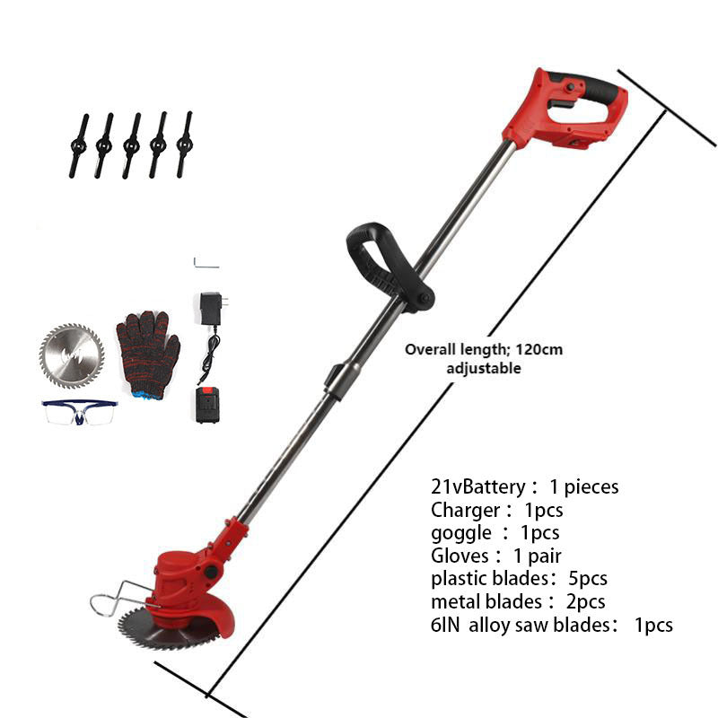Lithium Battery Lawn Mower Weed Eater Rechargeable Household Grass Trimmer Electric Portable Garden Pruner Cordless