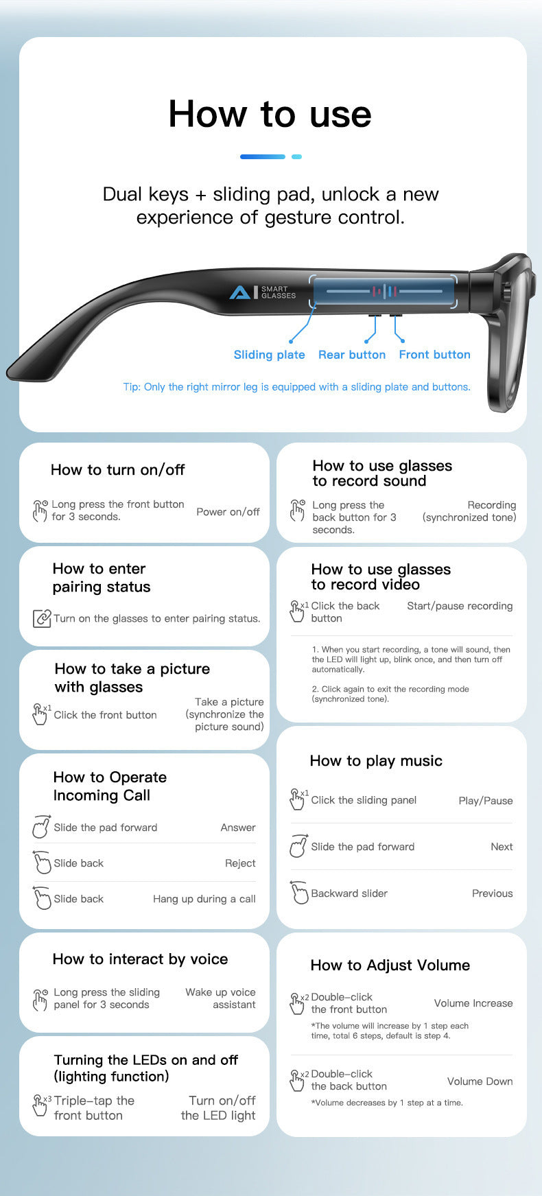 New ai Smart Glasses mate2With Camera for High-Definition Photo and Video Recording GS380Bluetooth Glasses