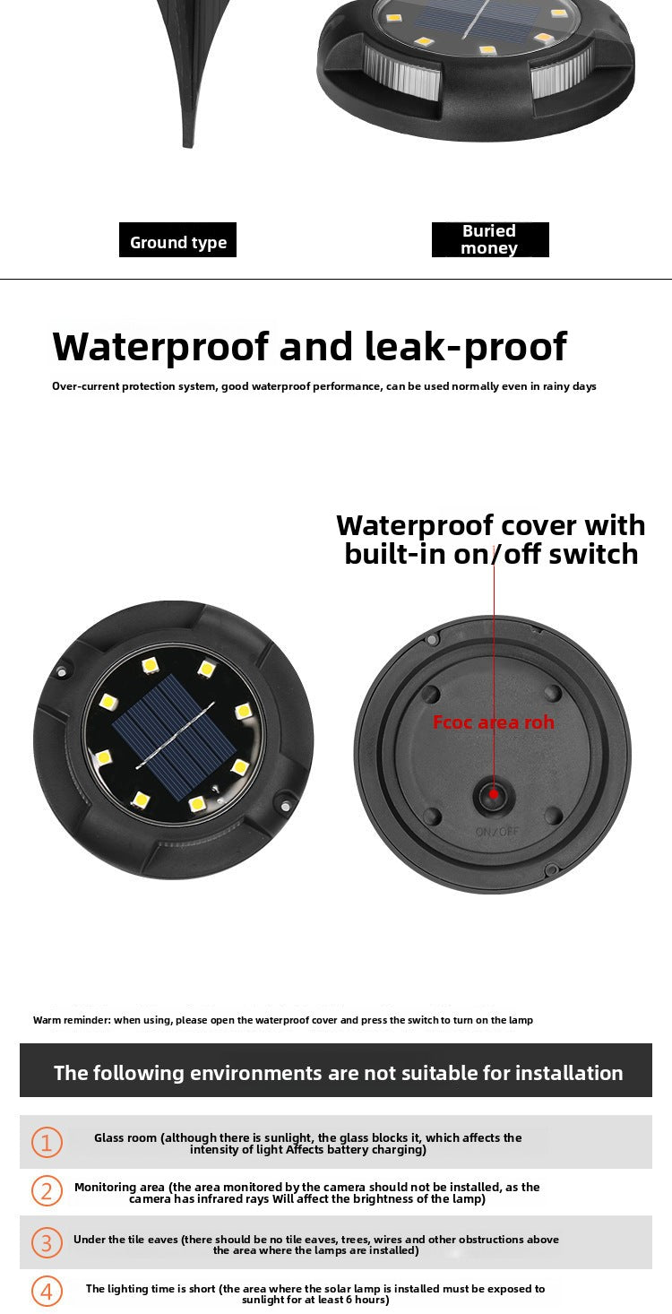 New Solar Ground Light Outdoor Waterproof Garden Light Landscape Light Garden Lawn Light Inground Light Stair Light