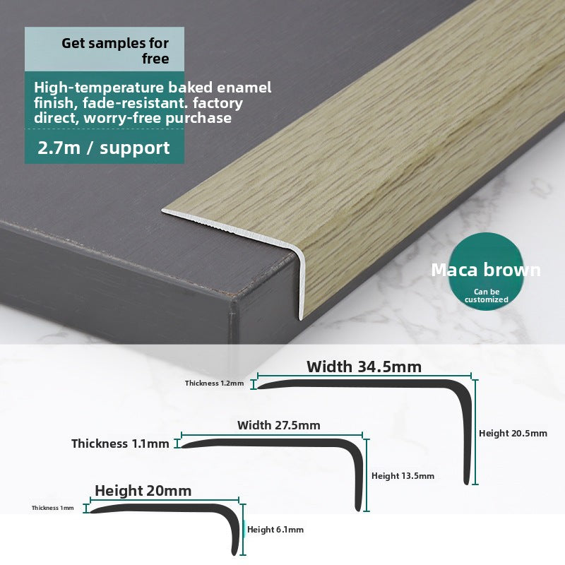 Aluminum alloy wood floor edge trim strip floor finishing strip L Wood grain trim strip7Door threshold trim edge sealing strip