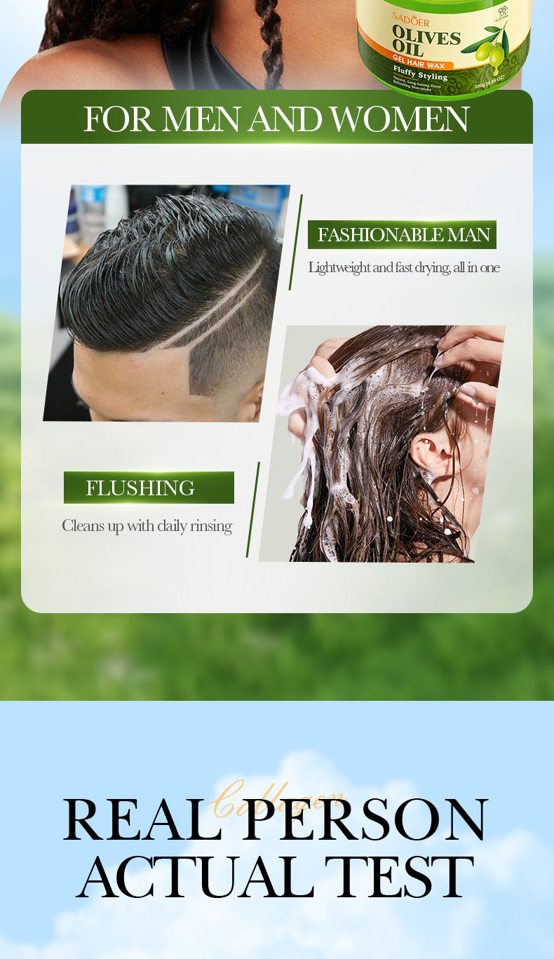 Olive Oil Hair Styling Wax SADOER Nourishing Gel Styling Fluffy Hair Wax  Foreign Trade Wholesale