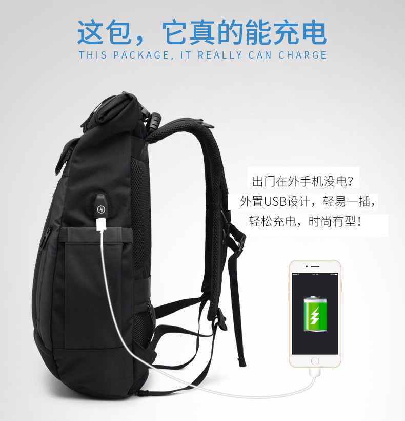 OZUKO Korean Style Student Backpack Double Shoulder Bag Large capacity waterproof laptop bag casual commuting travel bag for men