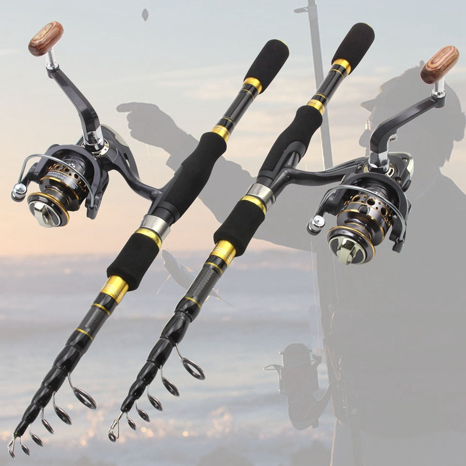 Wholesale Retractable Lure Rod Set Straight Handle Lure Spinning Reel Lure Bait Combination European and American Popular Fishing Gear