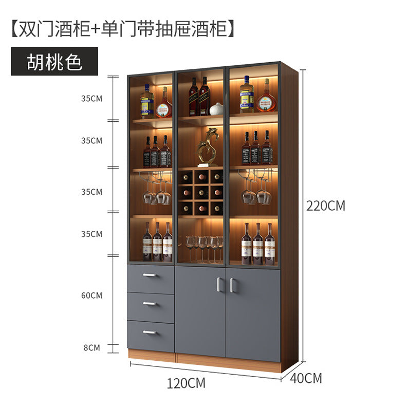 Glass Wine Cabinet for Living Room, Wall-Mounted, Modern Minimalist, Light Luxury, Double-Door Wine Cabinet, Home Dining Side Cabinet, High-End Display Storage Cabinet