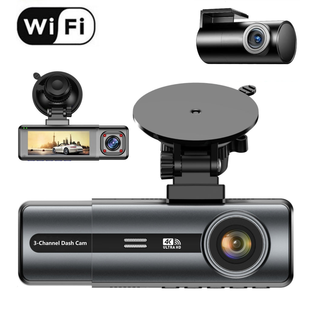 Factory direct sales3.16Inch Car Dash Cam4K High Definition Triple Recording4KWiFi Interconnection dashcam