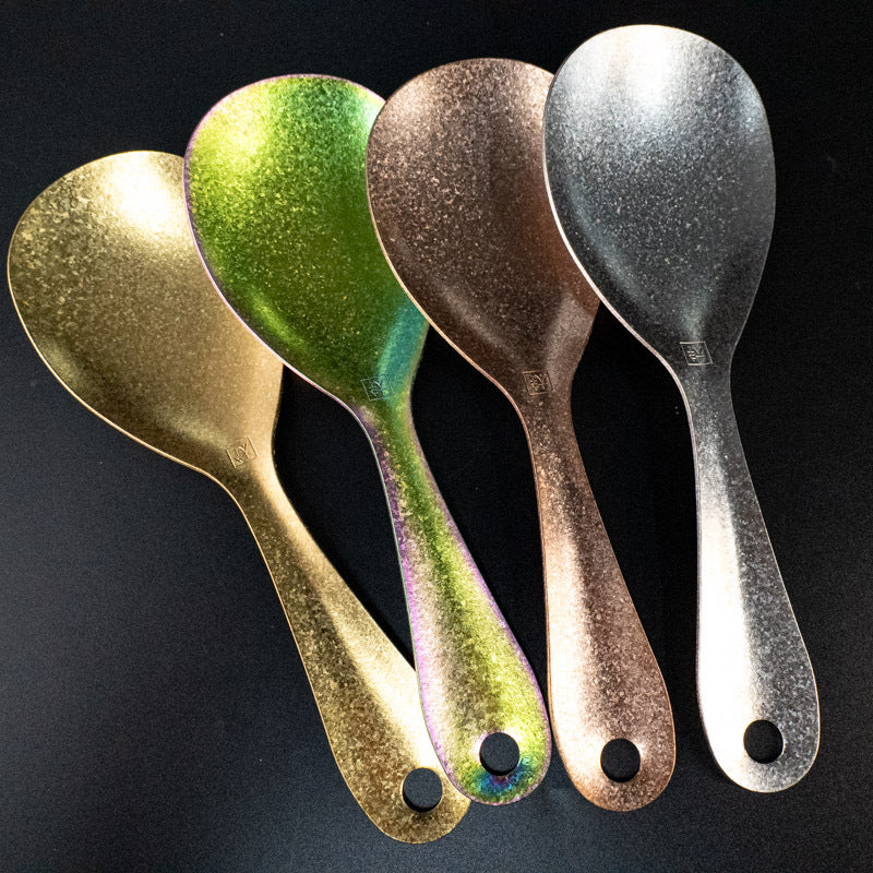 Pure Titanium Rice Spoon Ice Flower Household Hammered Texture Rice Serving Lightweight Spoon Creative High-Value Crystal Colorful Camping Outdoor