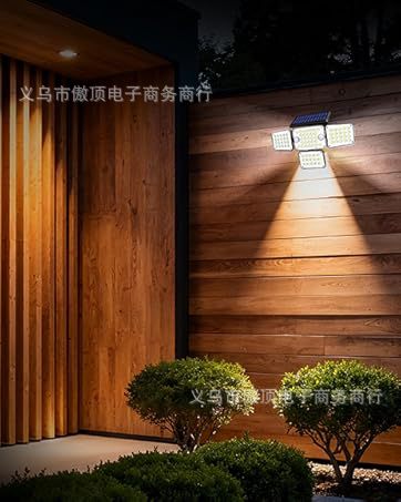 Solar Wall Light Four-Head Upgraded Dual-Sensor Rotating Outdoor Street Light Human-Sensor Garden Light
