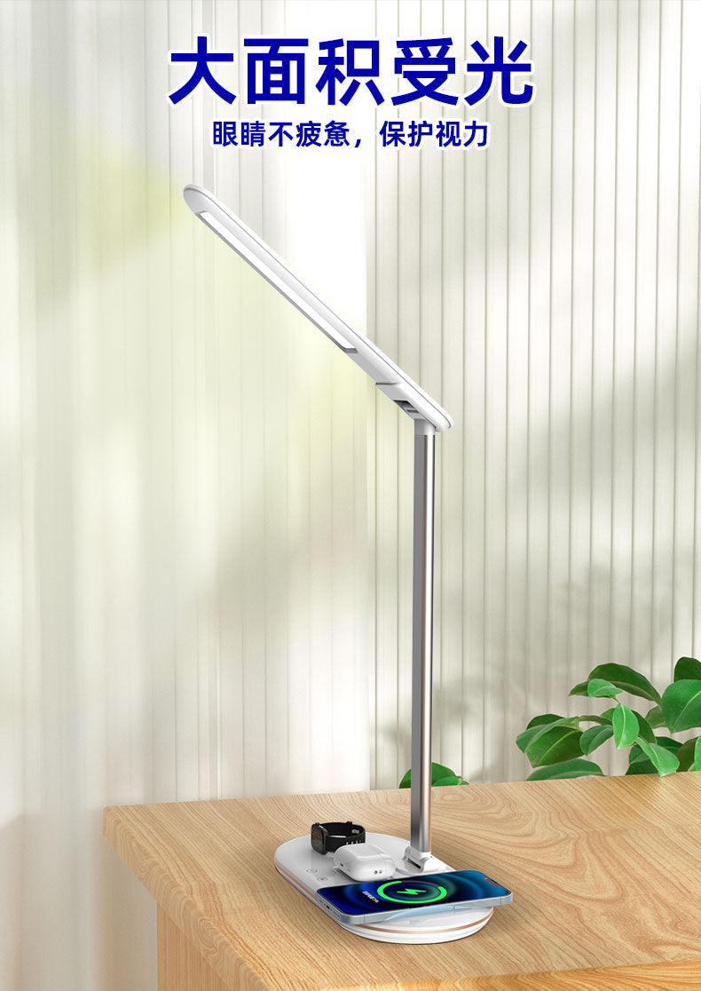 wholesale multifunctional wireless charging desk lamp student dedicated study reading desk lamp 3-in-1 eye protection desk lamp