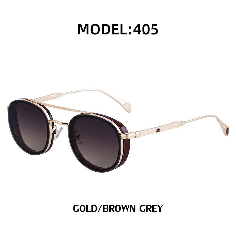 European and American Retro Oval Frame Sunglasses for Men, Side Wrap Small Frame Sunglasses for Women, Trendy Glasses Wholesale shades
