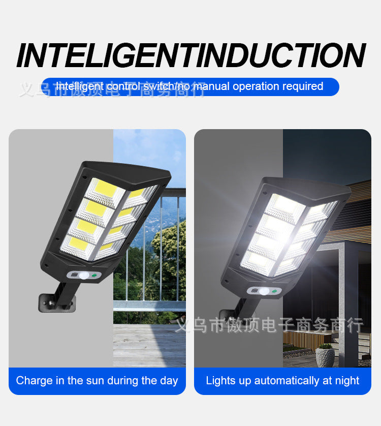 Solar outdoor garden light with human body sensor wall light for home use, waterproof outdoor lighting COB Street Lamp Landscape lamp