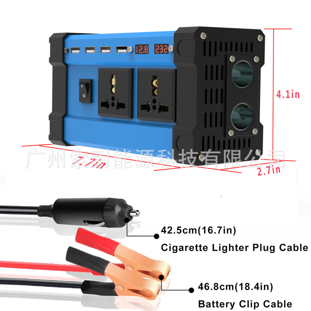 Car Adapter Small Electrical Device300W/500W Inverter12V Turn110V/220V 4个USB Mouth2Socket