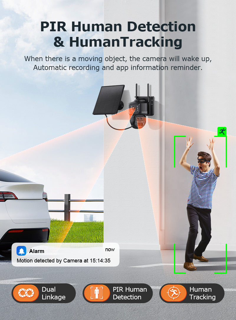 Outdoor4G Wireless HD Three Lens Solar Camera600Wan Remote Early Warning Fish Pond15Camera