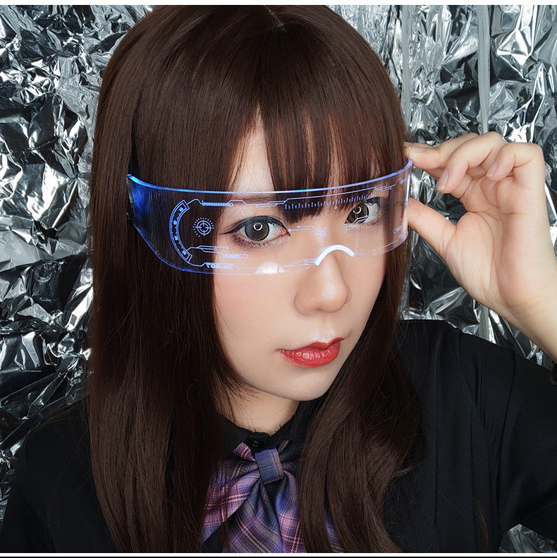 LED Light-emitting Glasses Trendy Future Technology Style Same Style Bar Disco Flashing Rechargeable Glasses