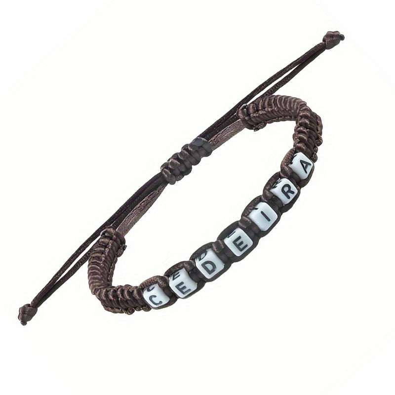 Hand-woven Colorful Bracelet for Women, Stretchable Gift Bracelet CEDEIRA Acrylic Letter Woven Bracelet