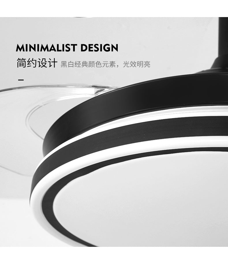 Invisible Fan Light Nordic Ceiling Fan Light High Wind Power Living Room Dining Room Bedroom Ceiling Mounted Variable Frequency Electric Fan Ceiling Light Integrated