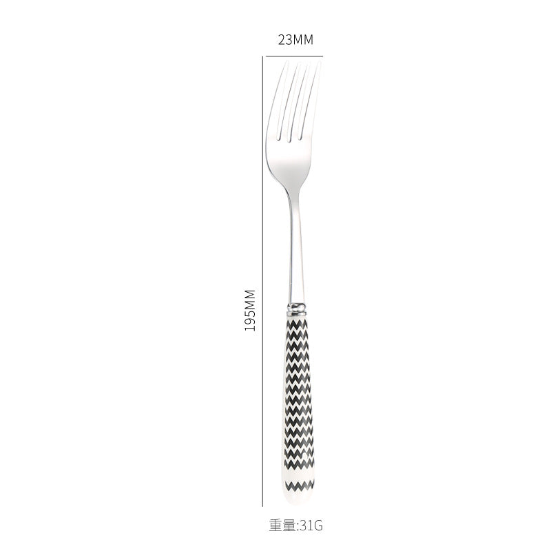 410Stainless Steel Cutlery Restaurant Creative Hepburn Style Ceramic Handle Knife Fork Spoon Tea Spoon Set Western Steak Knife Fork