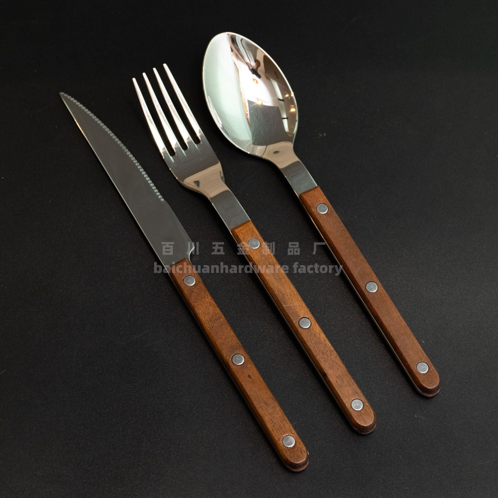304Mirror Western Tableware Set ABS Handle Butter Knife Fork Spoon Clip Handle Steak Dessert Spoon Fork Plastic Handle