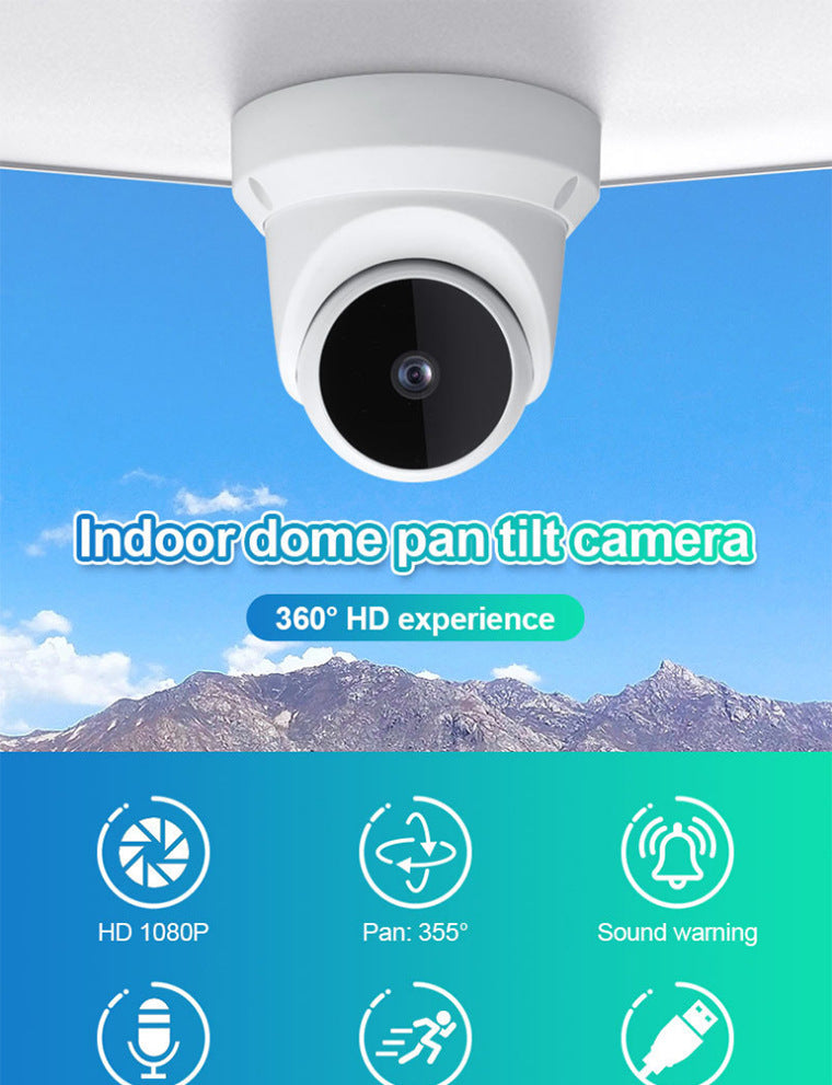 360Panoramic View WiFi Dome Camera V380Conch Wireless Camera Monitor HD Wide Angle
