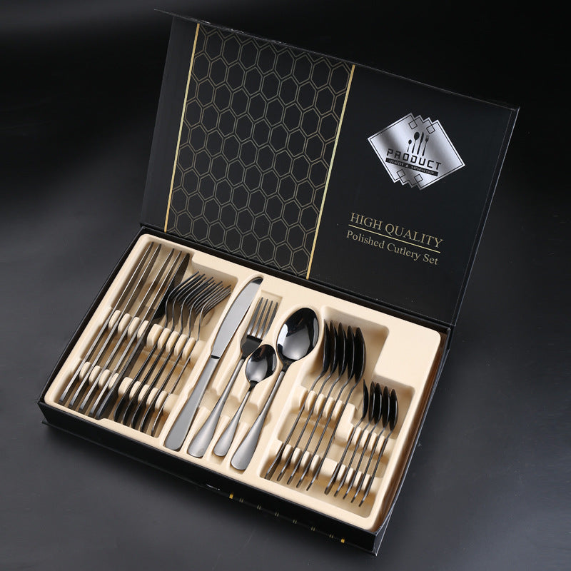 1010Cutlery Set Hotel Holiday Steak Western Food Tableware24Gift Set Wooden Box