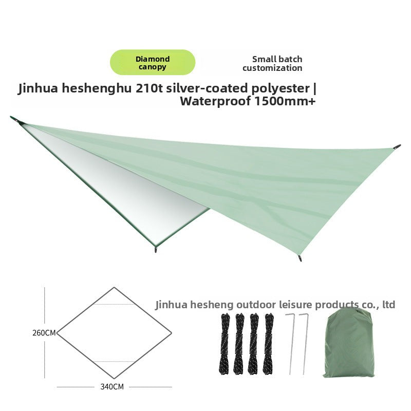 Outdoor Diamond-Shaped Canopy Hammock Sunshade Waterproof Sun Protection Portable Patio Garden Sunshade Sail