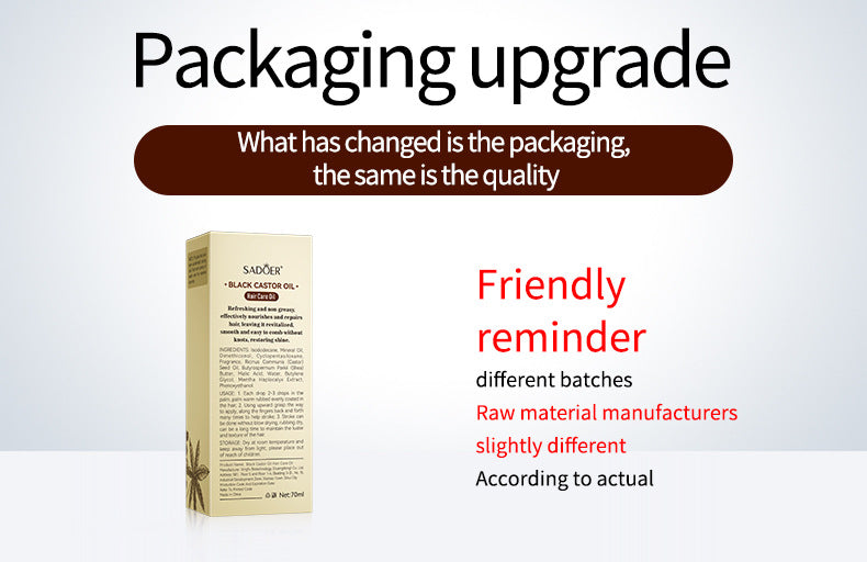 Black Castor Oil Hair Care Essential Oil SADOER Moisturizing and Smooth Hair Conditioner Cross-Border Wholesale