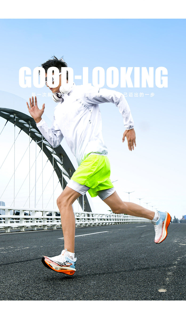 New Fashionable Casual Breathable Comfortable Running Shoes with Real Carbon Plate High Elasticity Shock Absorption for Student Training Sports Shoes