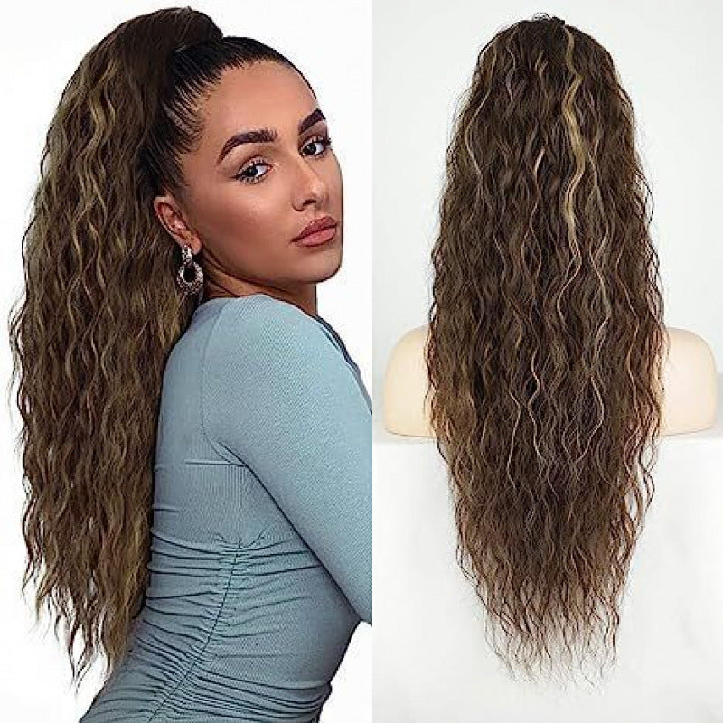 Drawstring Ponytail Wig European and American Style Corn Silk Net Wig Ponytail Water Wave ponytail hair Wig Detection