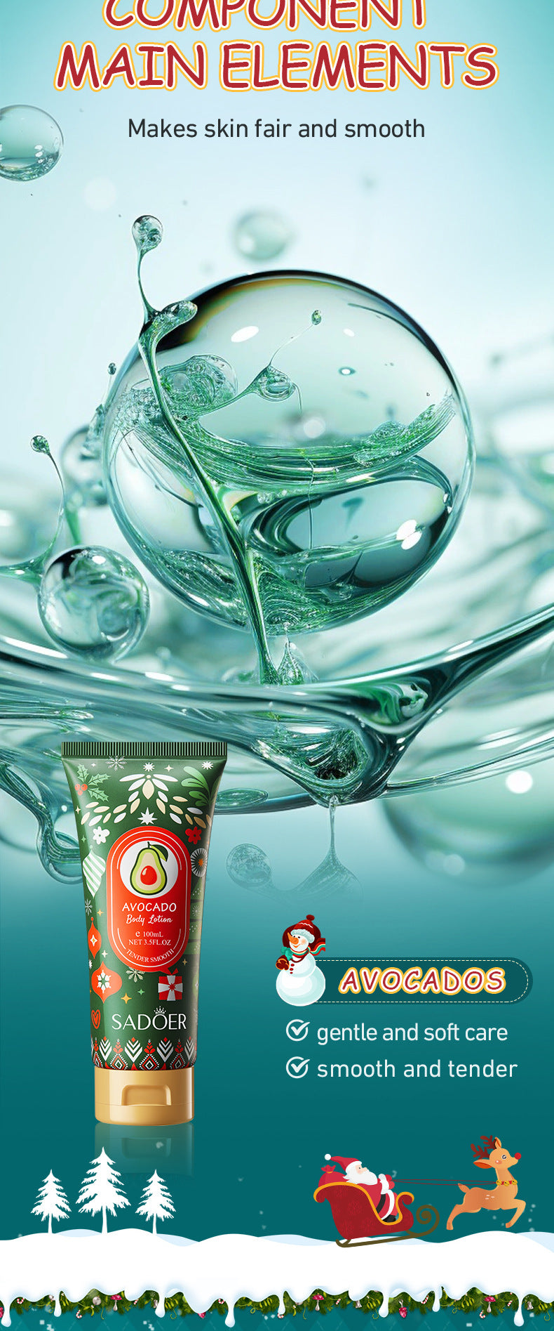 Avocado Moisturizing Body Lotion SADOER Autumn and winter moisturizing body cream cross-border foreign trade wholesale